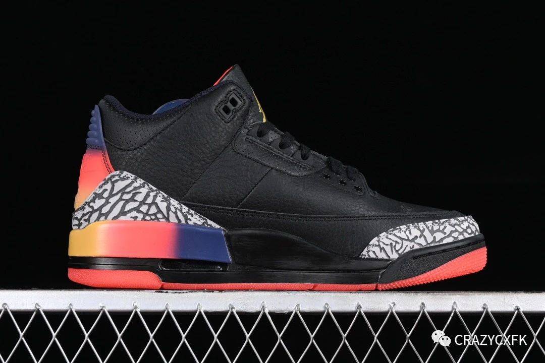 乔丹 j balvin x air jordan 3 retro rio aj3 黑彩虹渐变篮球鞋