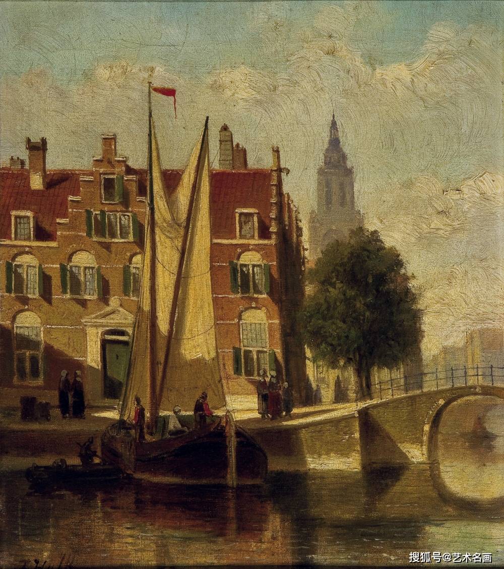 荷兰画家johannes frederik hulk城市风景油画
