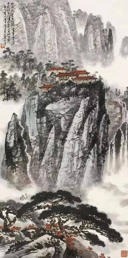 这山水画笔苍墨润,元气淋漓,气韵生动,让人为之震撼_梁树年_北京市人