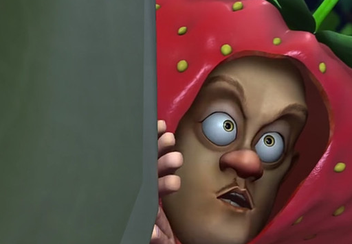 熊出没:光头强三次伪装最可爱,一只可爱的兔子,草莓都可以伪装_老虎