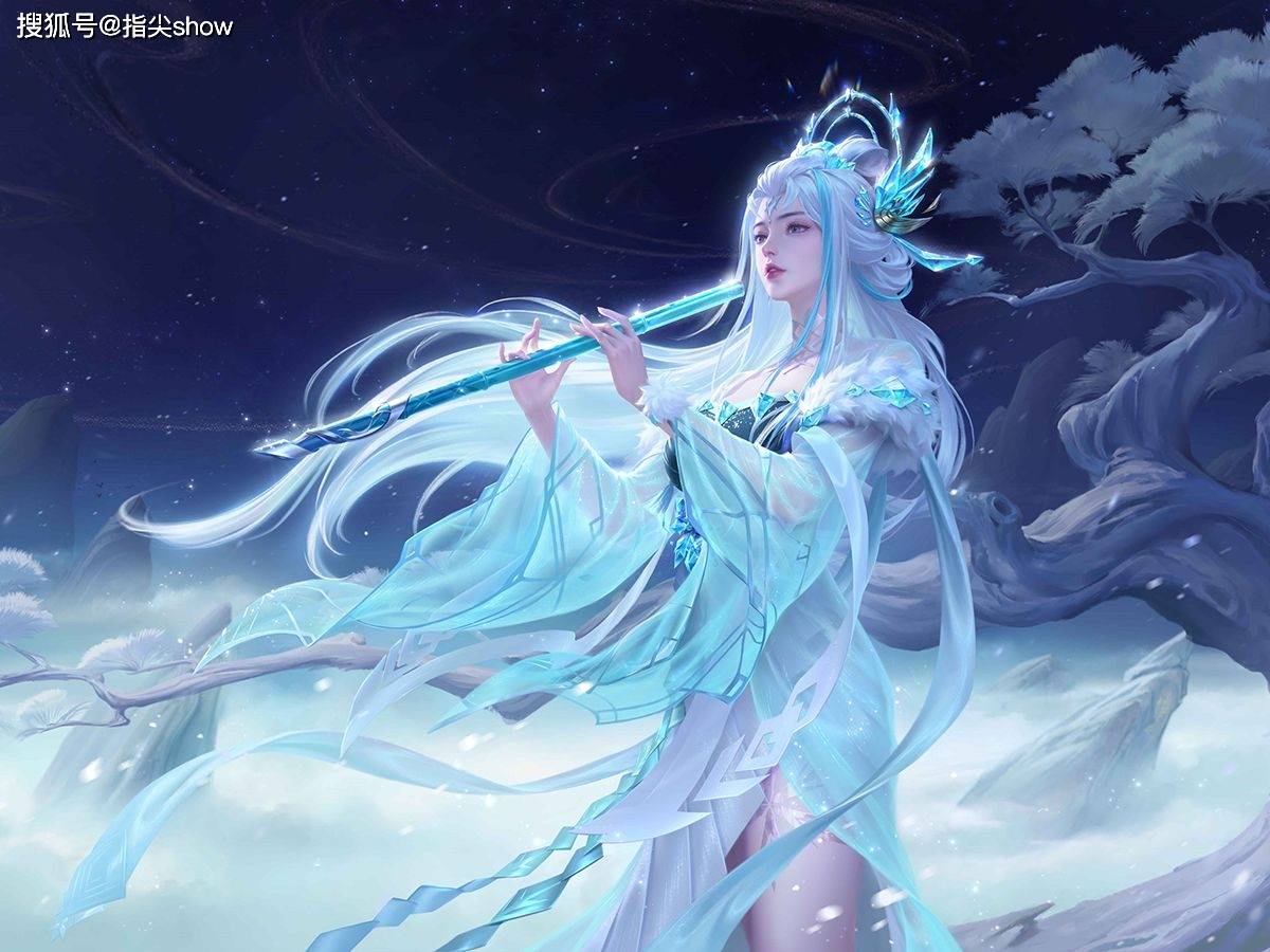 露娜世冠皮肤曝光,冰雪神女美若天仙,大招三种动作,华丽值拉满_冰花