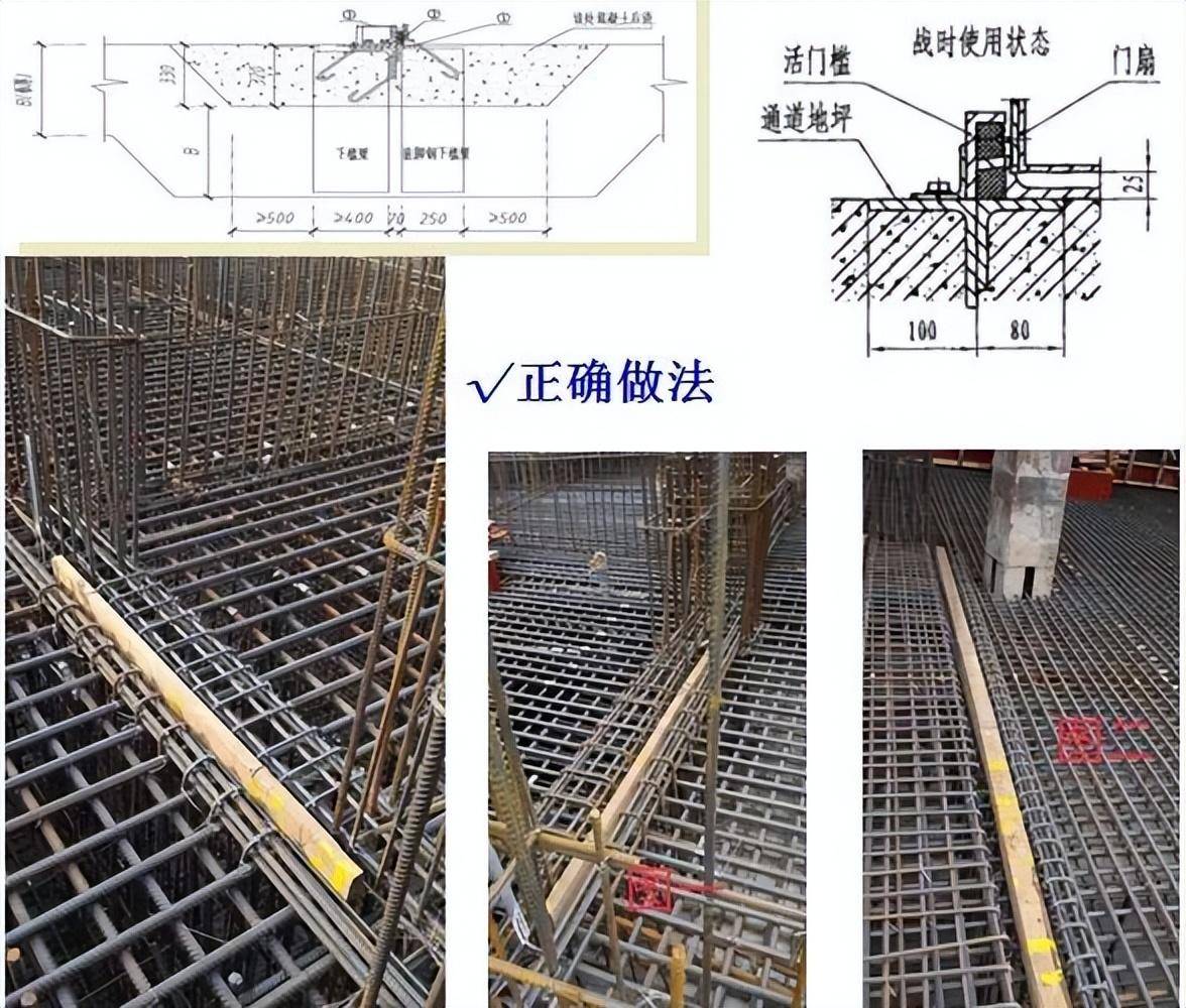 人防門防爆波活門八字加強筋人防門洞四角必須設置加強筋:長度1000mm