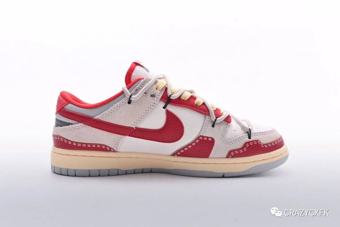 耐克nike dunk low sb 85 athletic department 白灰红滑板鞋_红色