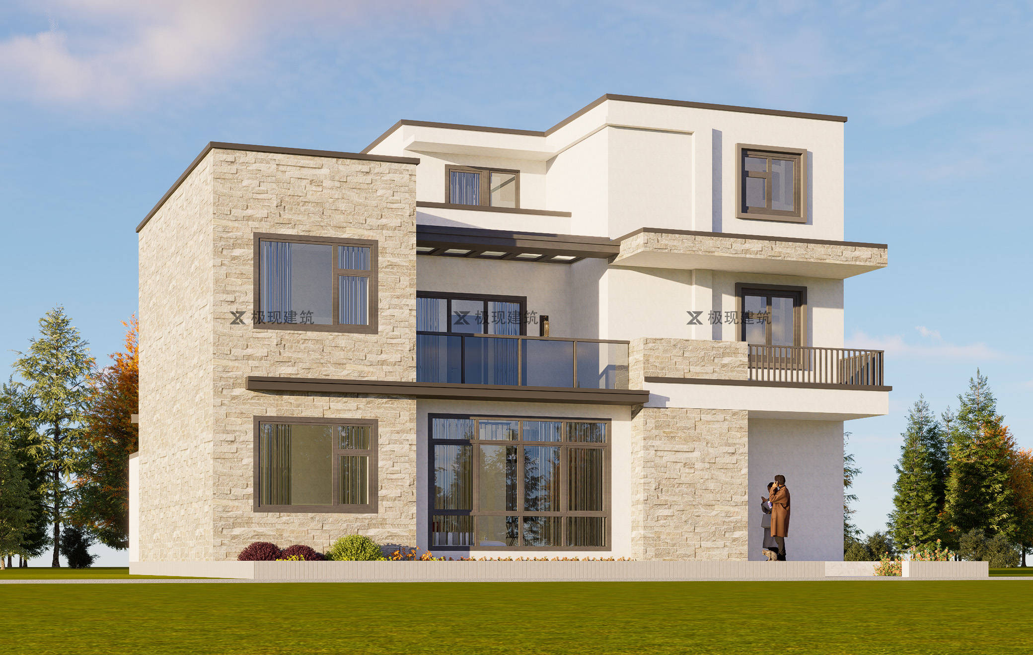 现代风格自建别墅,尺寸:14.2m×10.4m