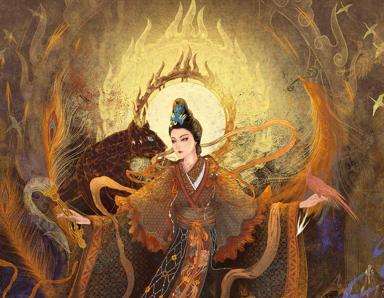 西王母又名瑶池金母,王母,是道教女神仙中地位最高的存在.