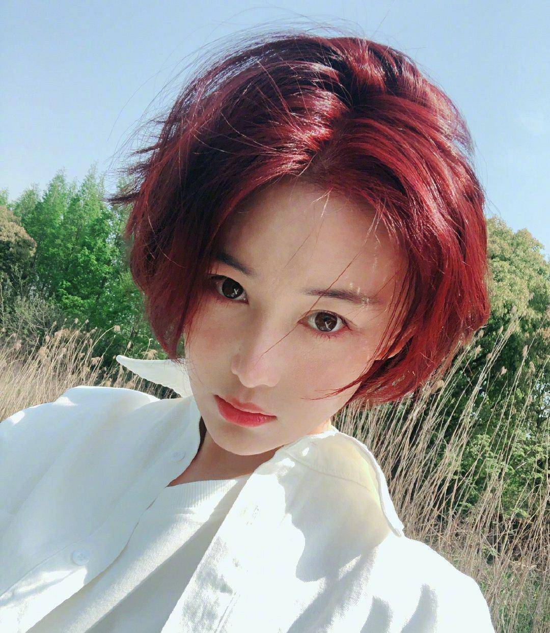 张馨予染新发色,越看越像女版何捷,夫妻相真是绝了_头发_颜色_日子