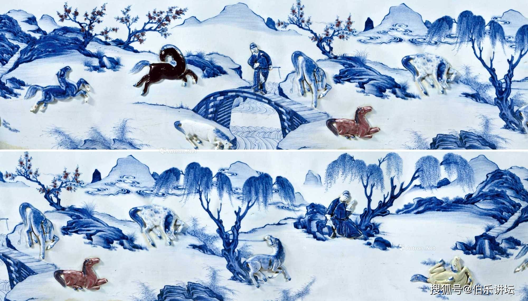 战报 | 清康熙 釉下三彩高浮雕穆王八骏图大缸184万成交 华艺国际2023