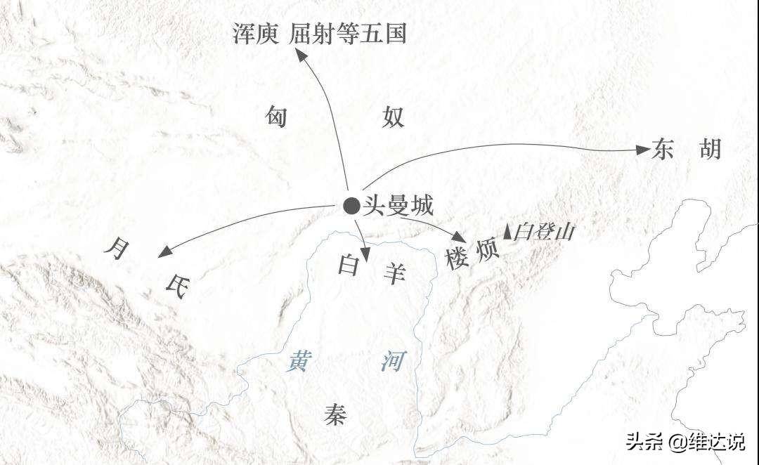 在蒙古草原上,匈奴東滅東胡,西驅大月氏,南並樓煩王,白羊王,北服丁令