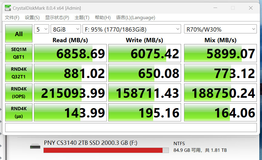 PNY CS3140 2TB M.2 固态硬盘测试，高速高寿命兼顾 