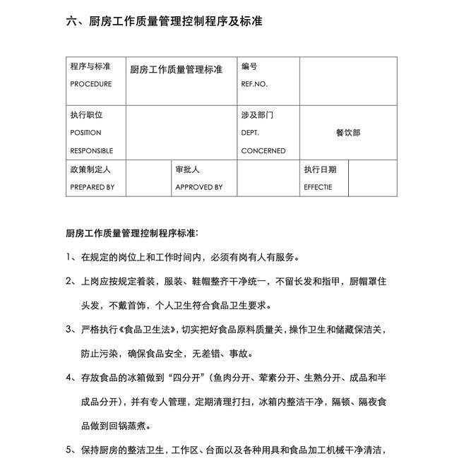 有了這份廚房出品管理soc制度手冊老闆再不用擔心廚房亂了