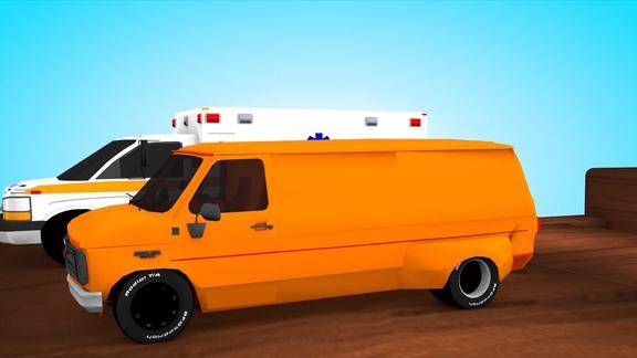 厢式货车被涂装成鲜艳的橙色