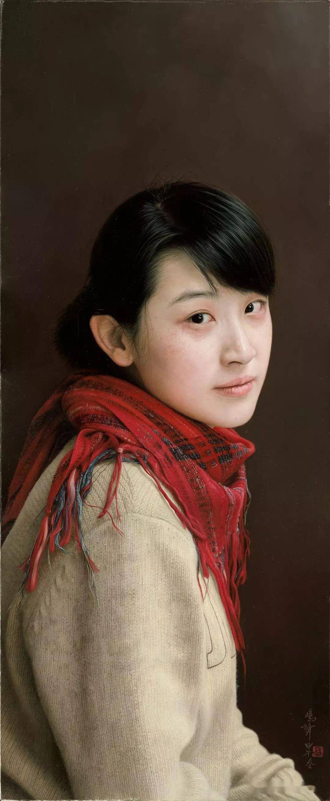 高鸣峰超写实人物作品_油画