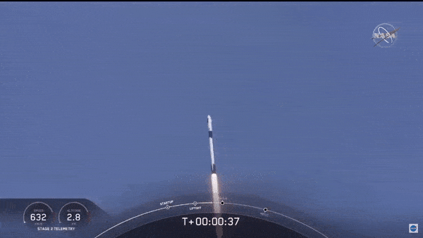 第二级火箭将载人龙飞船推进轨道→载人龙飞船向国际空间站停靠