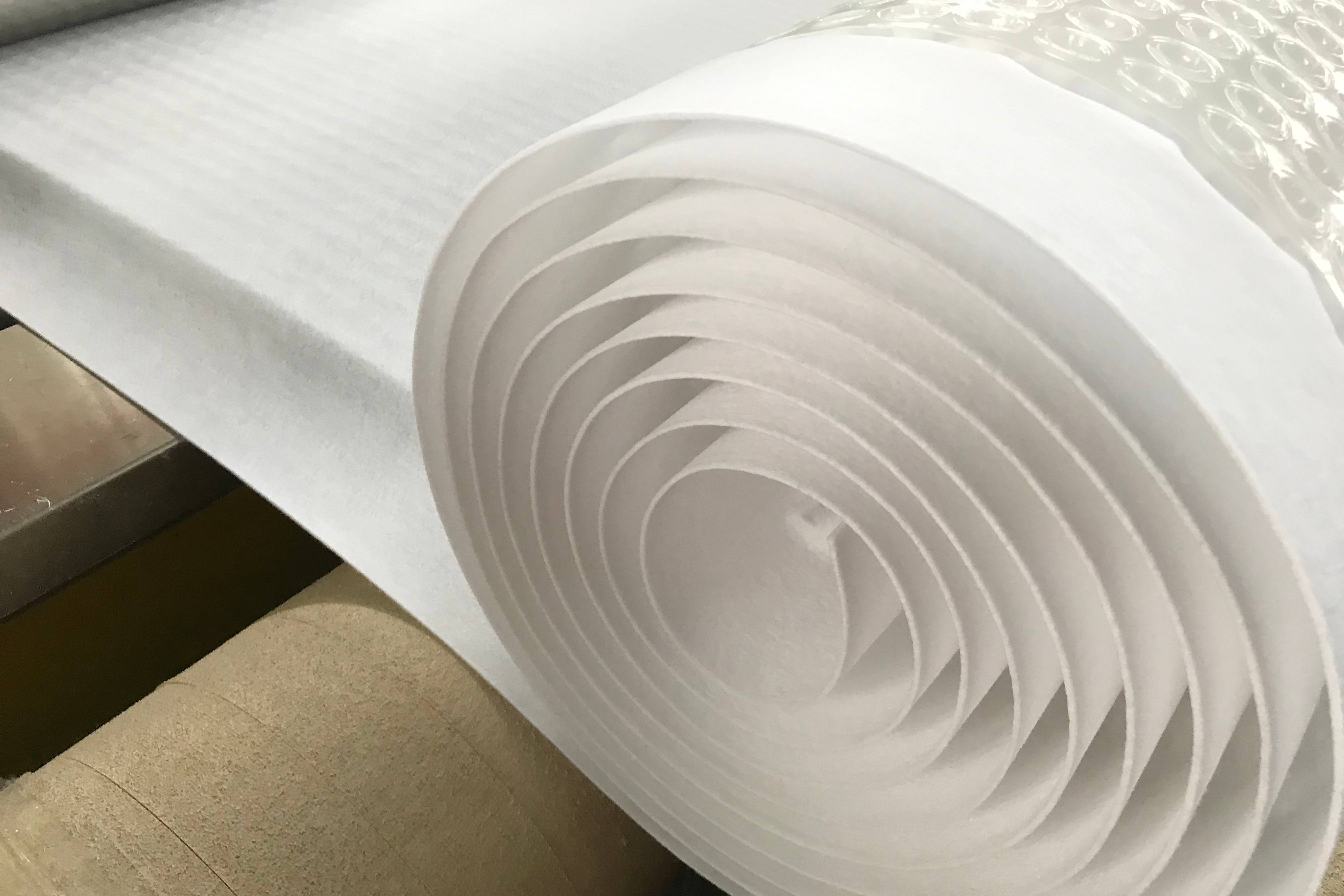 ped高分子防护排水异型片自粘土工布生产过程,排水板厂家