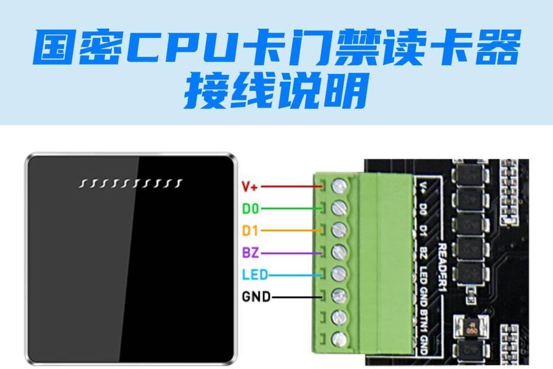 韦根国密cpu卡门禁读卡器接线说明