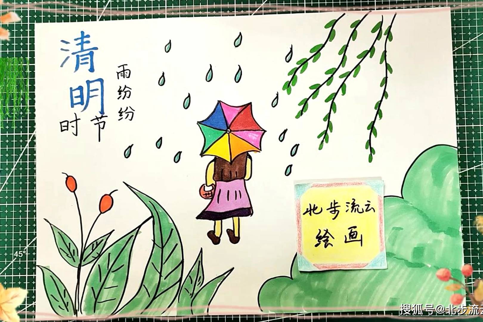 清明时节雨纷纷清明节主题简笔画适合孩子学习画画