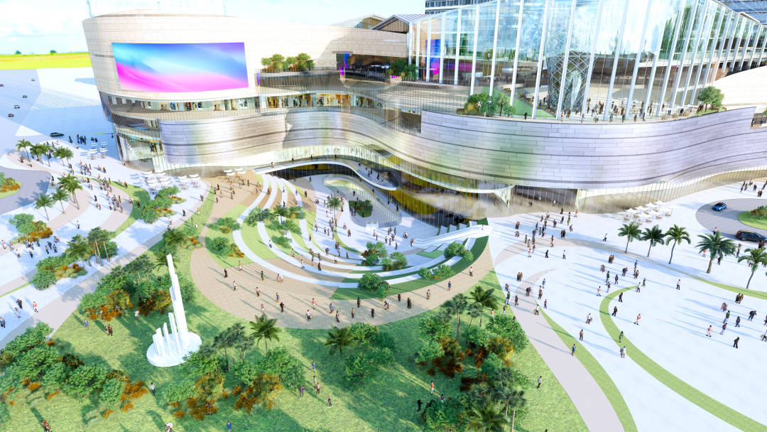 南海金铂天街还在地铁出入口连通处,打造多维绿化下沉广场.