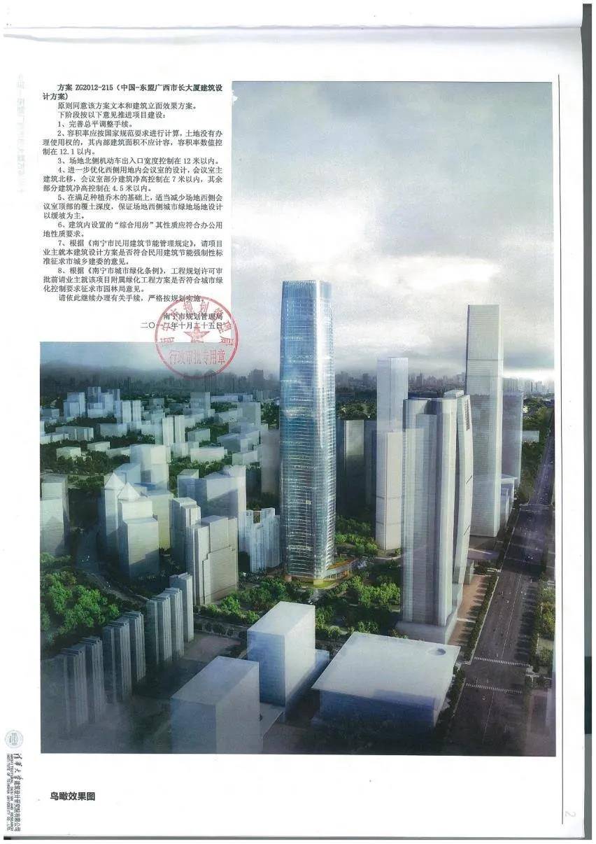 根据今日头条号【南宁加速度】信息,高的那个是353米的市长大厦,矮的