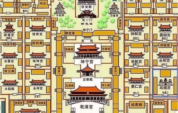 属于北京故宫内廷后三宫之一,坤宁宫在交泰殿后面,始建于明朝永乐十八