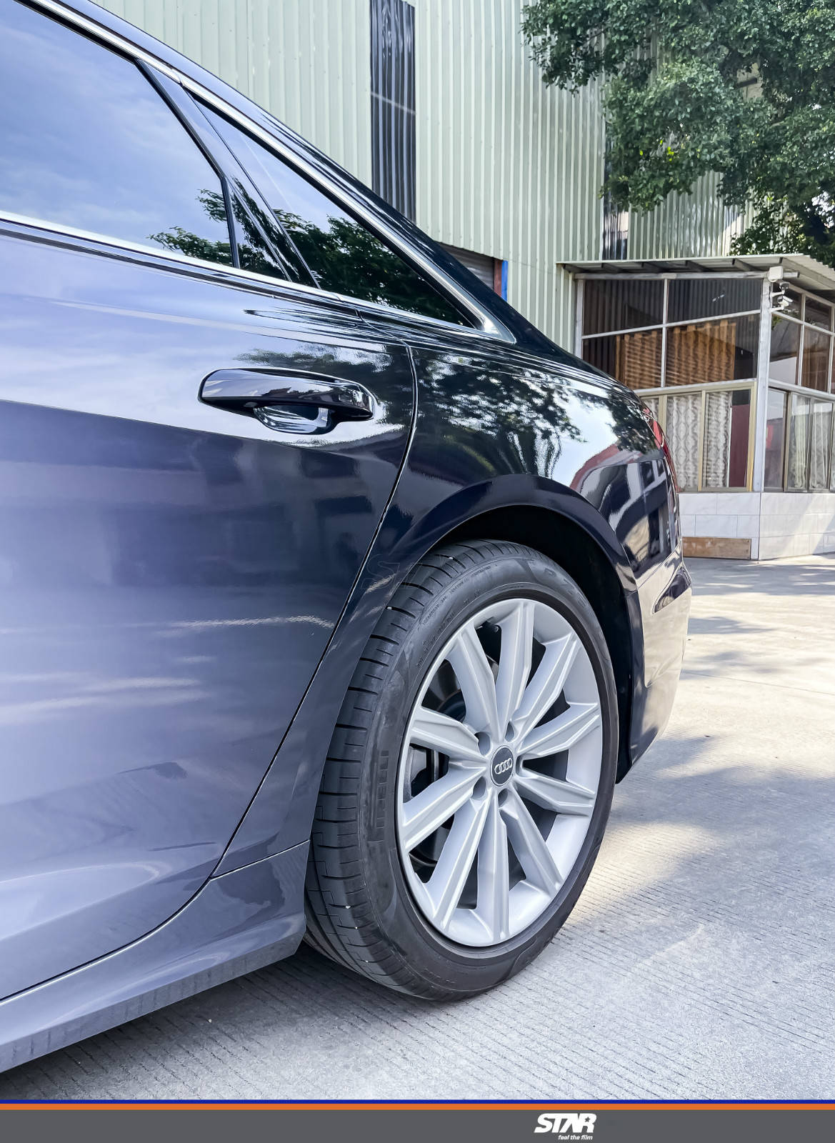 个性定制奥迪a6l改色膜黑白渐变彩绘注定是不一样的风景