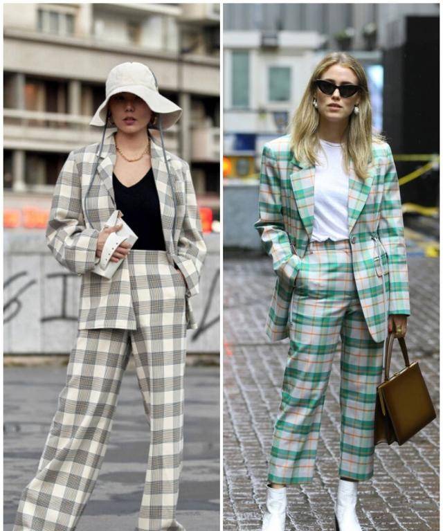 老有|格纹的时尚风又吹回来了，知性优雅的格纹裤值得一试，老有气质了