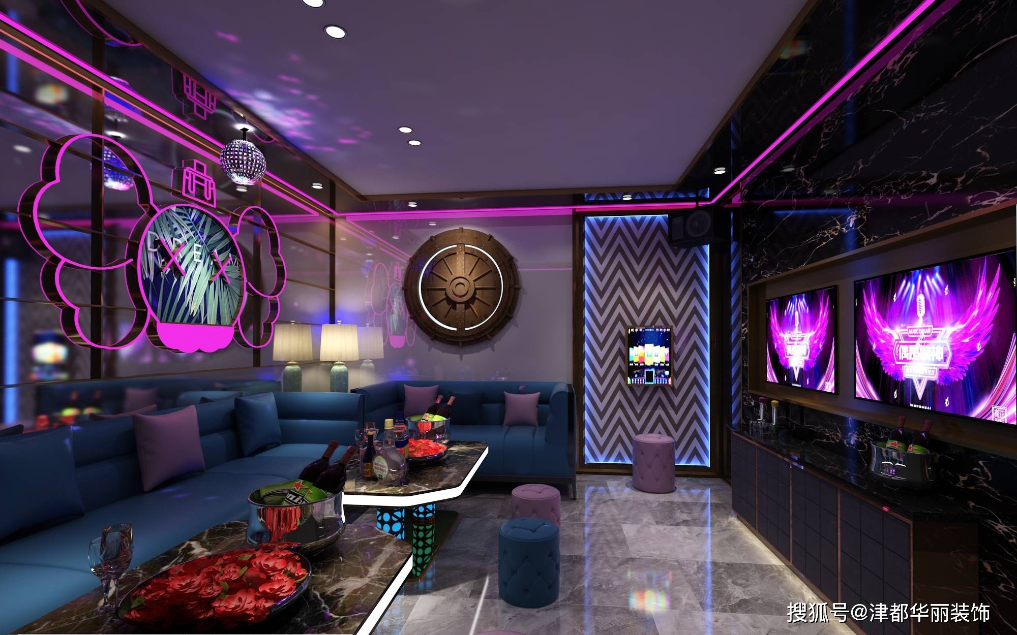 银川装修公司津都华丽定边v-ktv设计装修方案_ktv_布局_包间