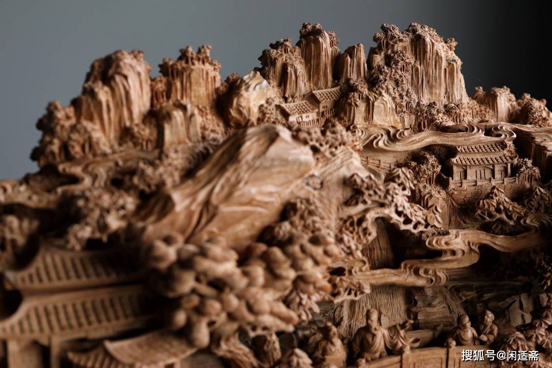 仙游木雕,老山檀香,香山九老图摆件