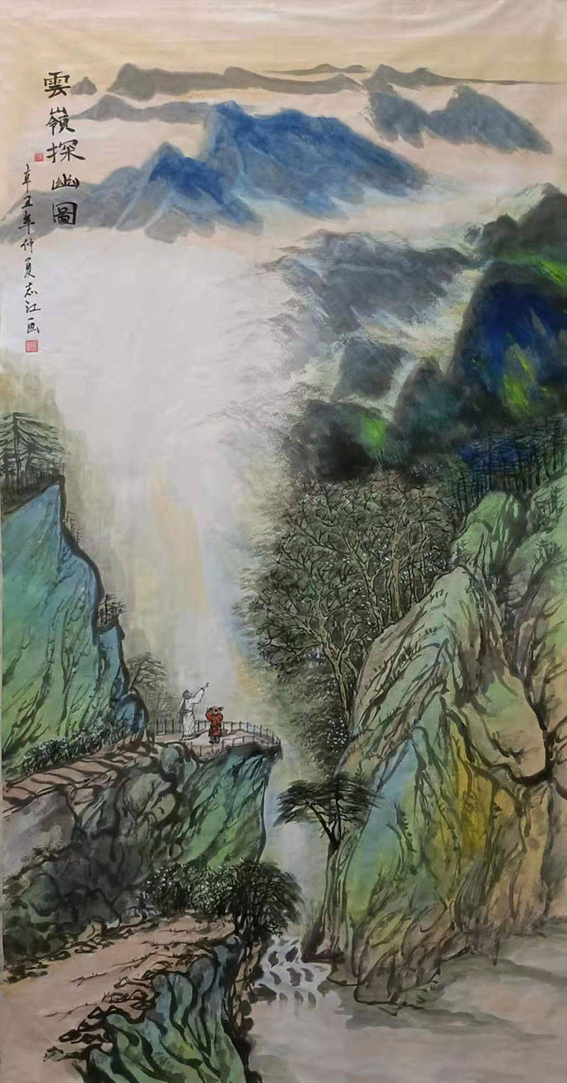 画家周志江笔下画作天然气韵为之一绝