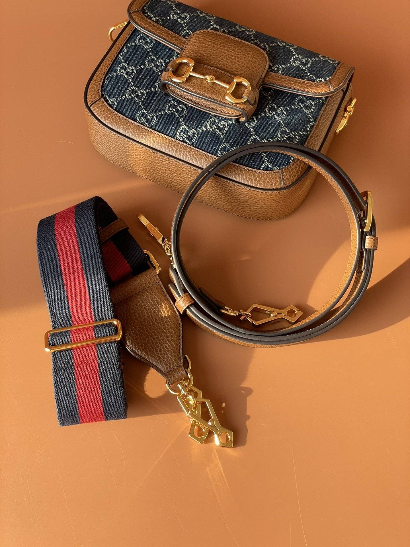 gucci1955牛仔老花马衔扣mini单肩包拆箱评测可盐可甜