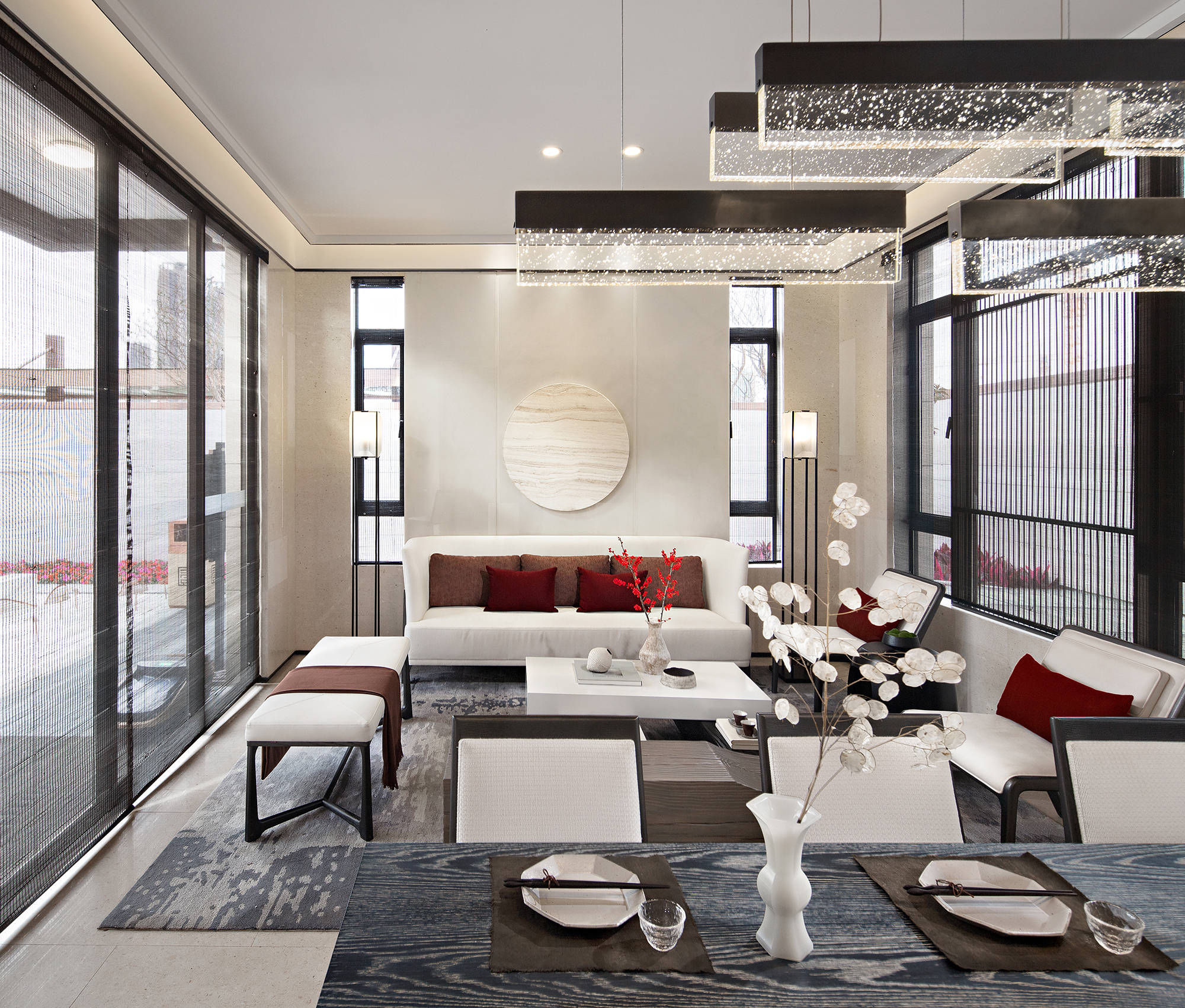 贵阳合院别墅装修设计案例新中式风格清然静宁