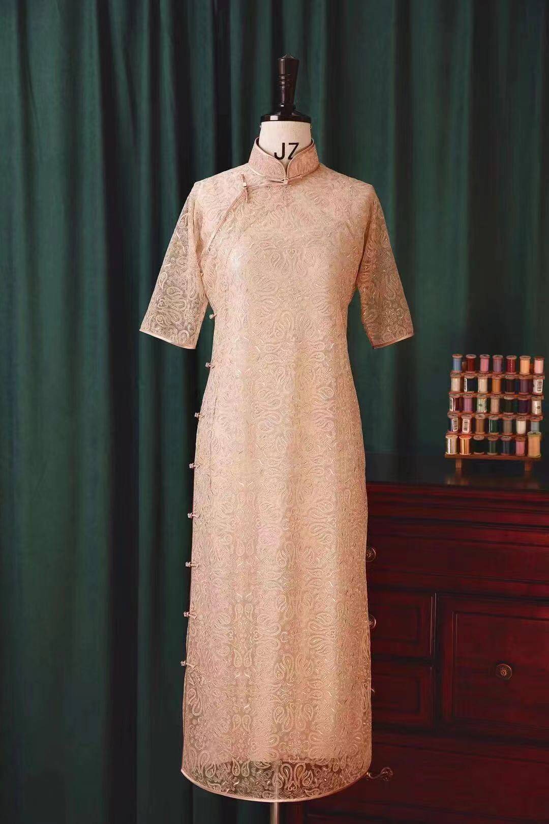 魔杖 梵芮锦刺绣手工刺绣法式刺绣旗袍分享