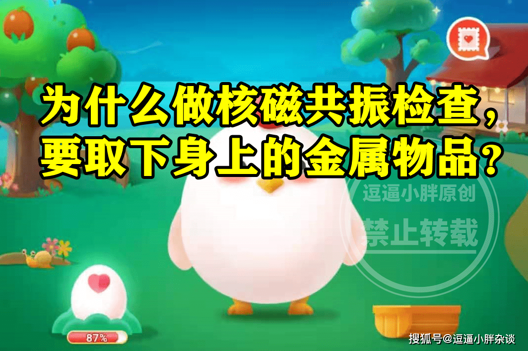 为什么做核磁共振检查 要取下身上的金属物品 蚂蚁庄园今日最新答案 成像