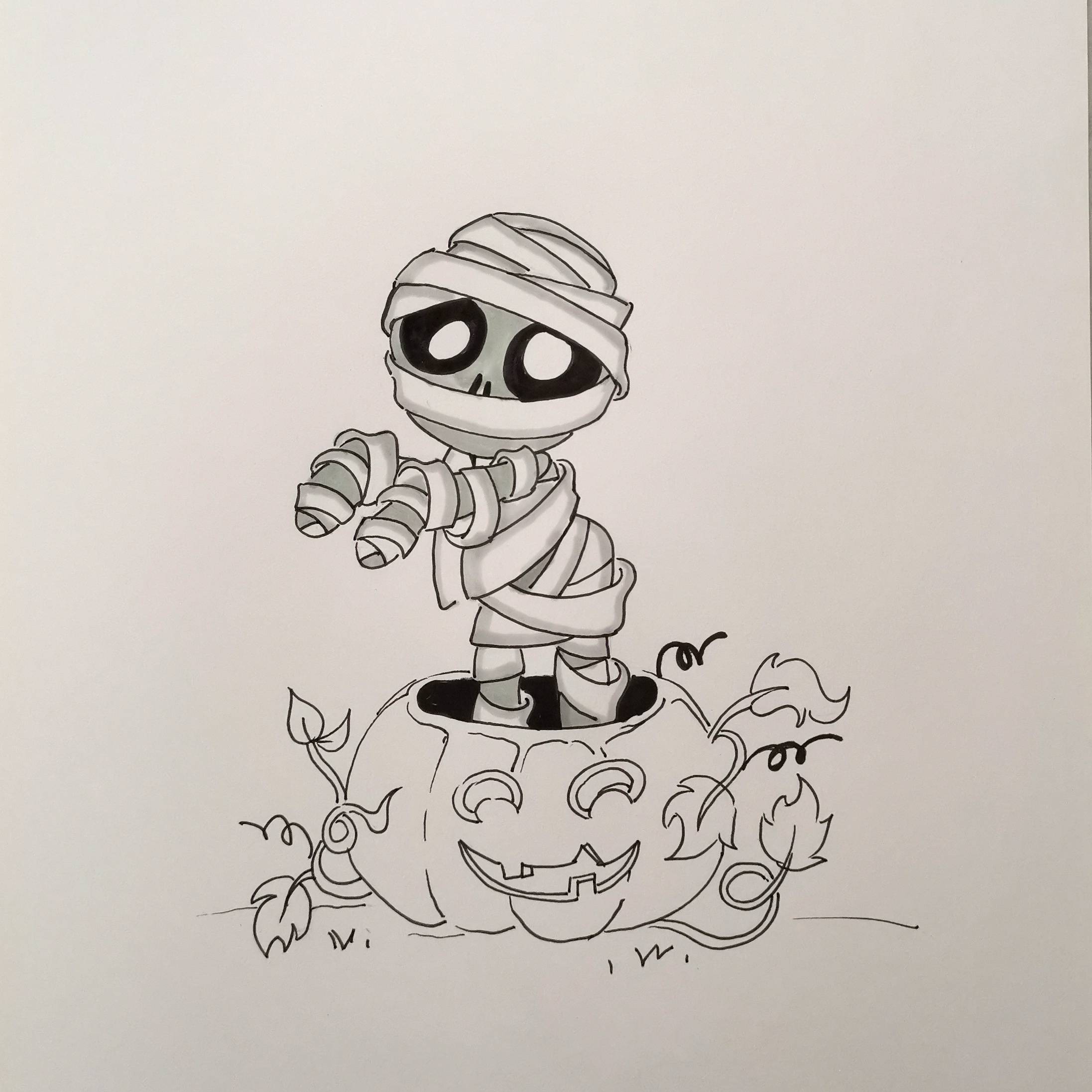 画师戳戳教你画木乃伊南瓜灯