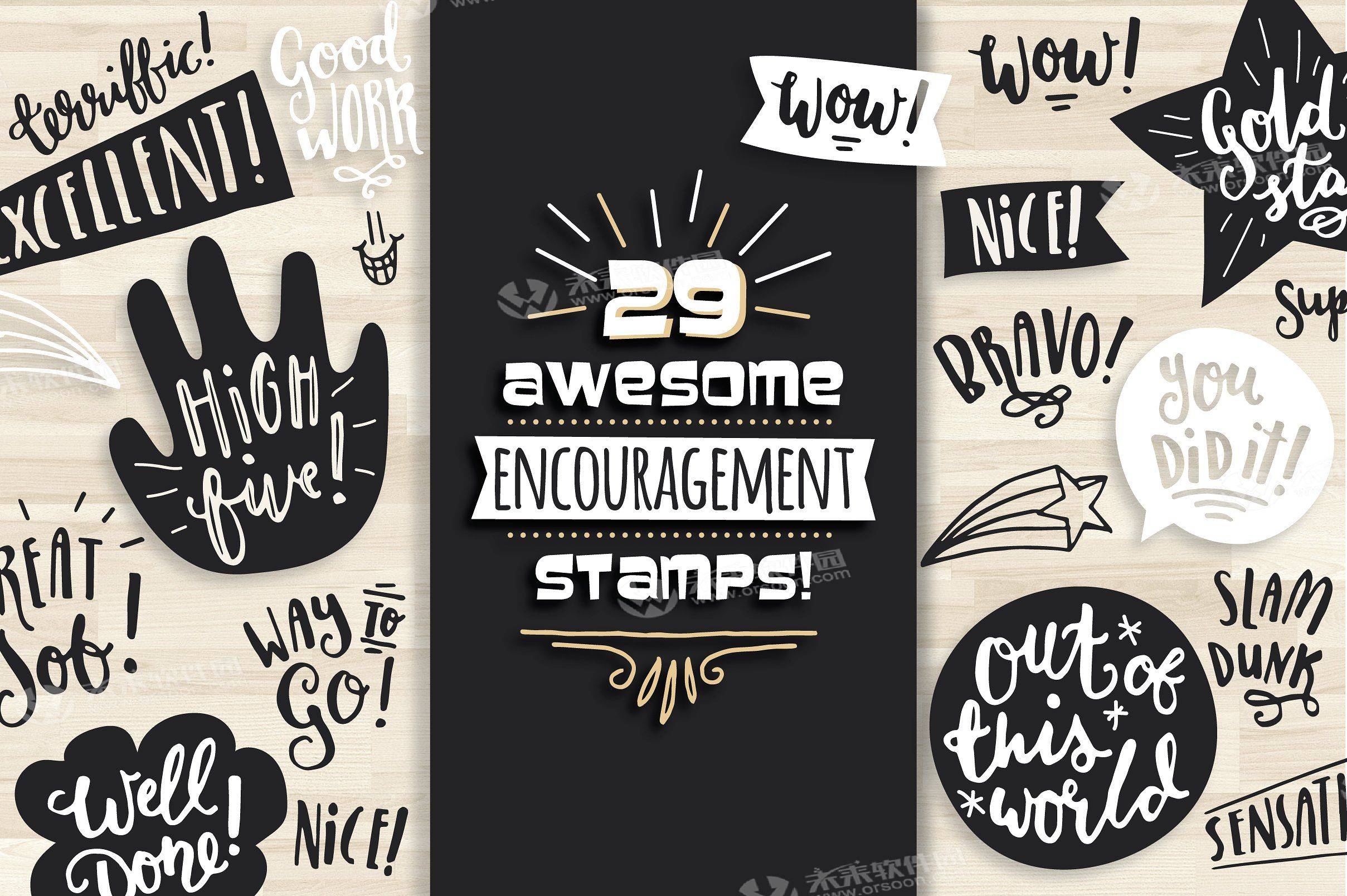 欧美复古风标签图案psai笔刷