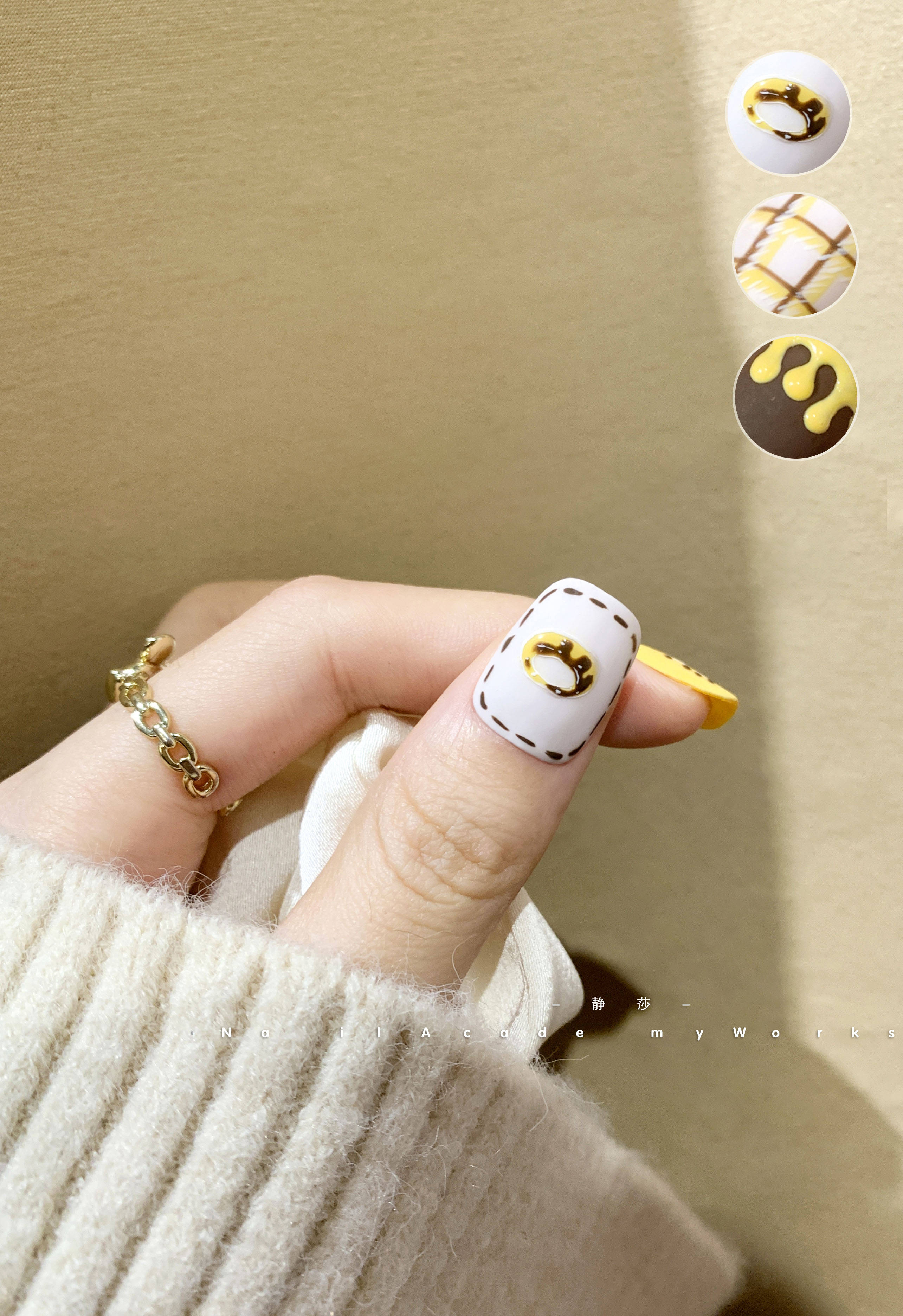 静莎#秋冬格纹美甲#
