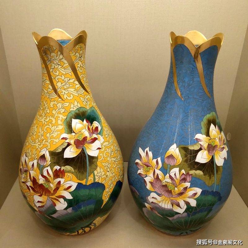 张向东景泰蓝15寸荷花瓶