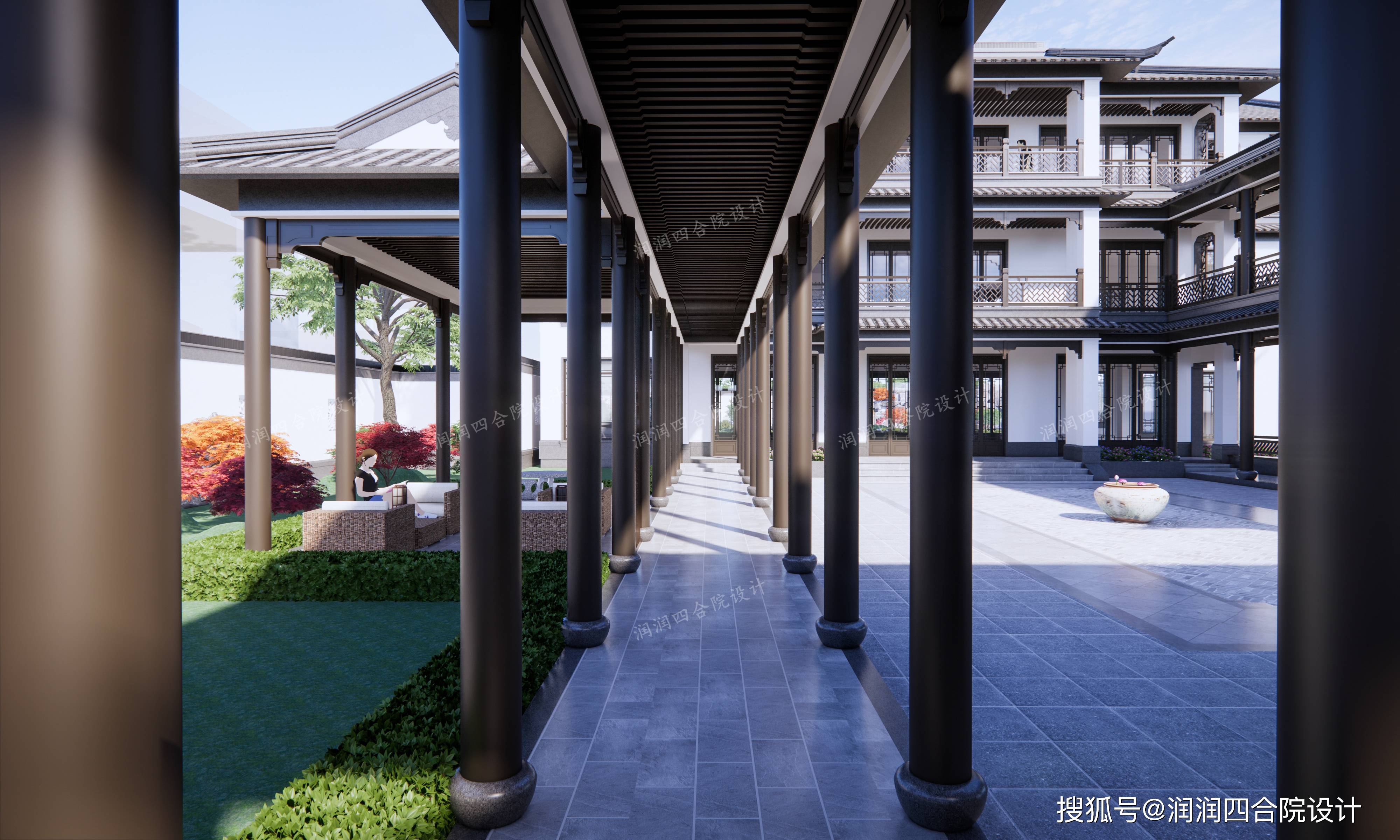 美丽乡村活动中心大型现代中式合院公司接待中心润润四合院设计刘鹰