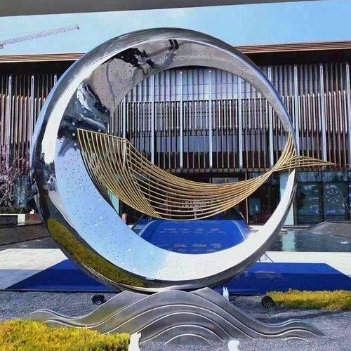 不锈钢圆环雕塑艺术_水景_装饰性_镜面