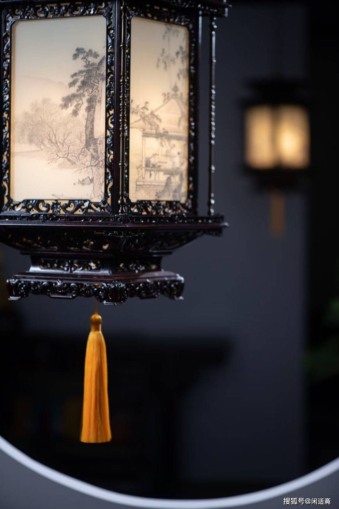 安思远藏款,大红酸枝满雕,中式四方宫廷吊灯_宫灯_工艺品_玻璃