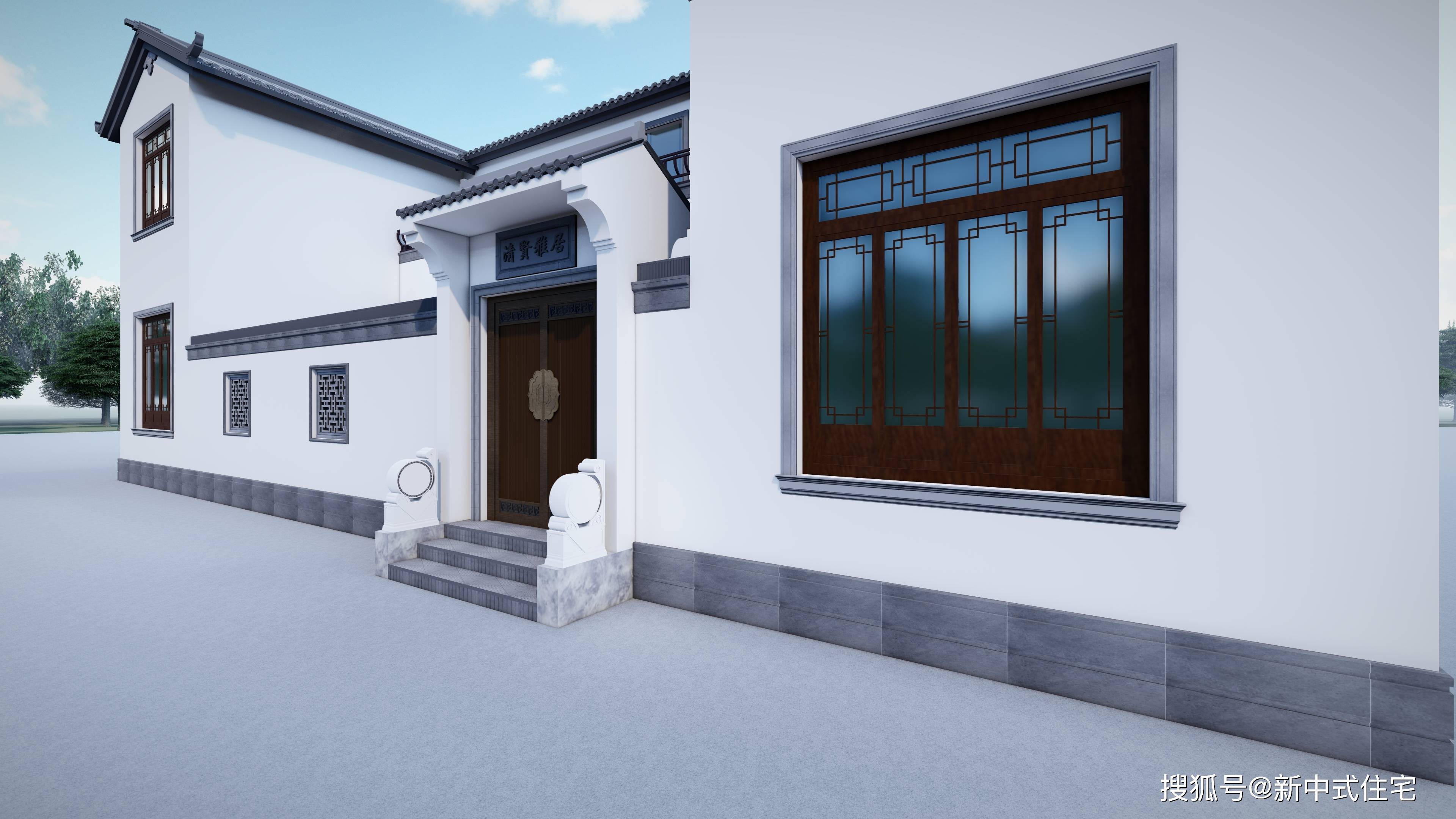 庭院围墙设计效果图:唐语景观砖雕中式材料