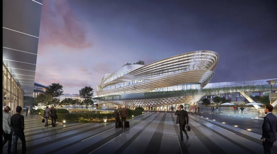 立体城市生态绿洲雪浪小镇未来中心设计创意分享