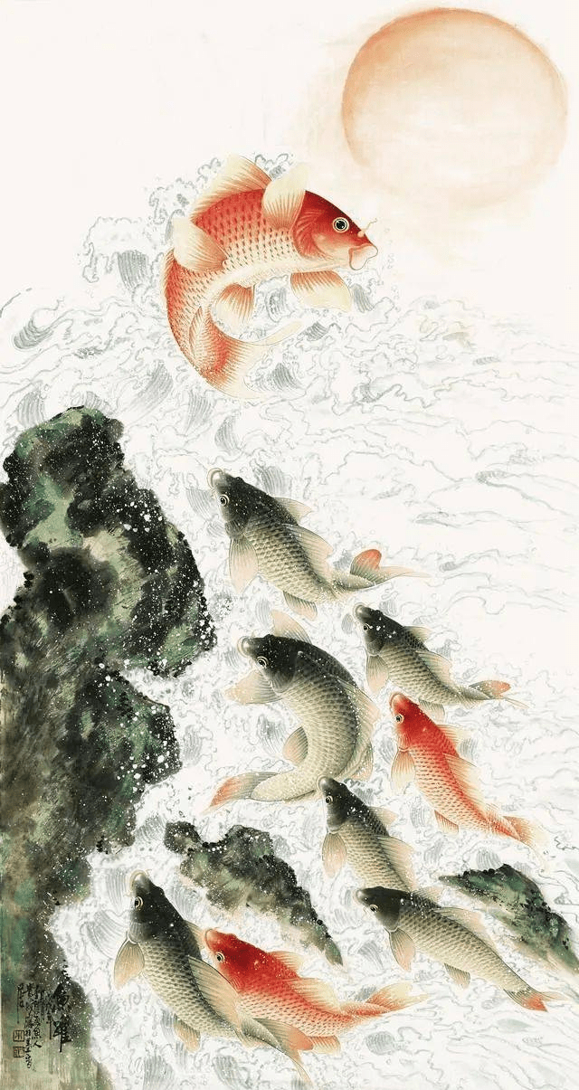 吉祥国画鲤鱼跃龙门快来承接好运