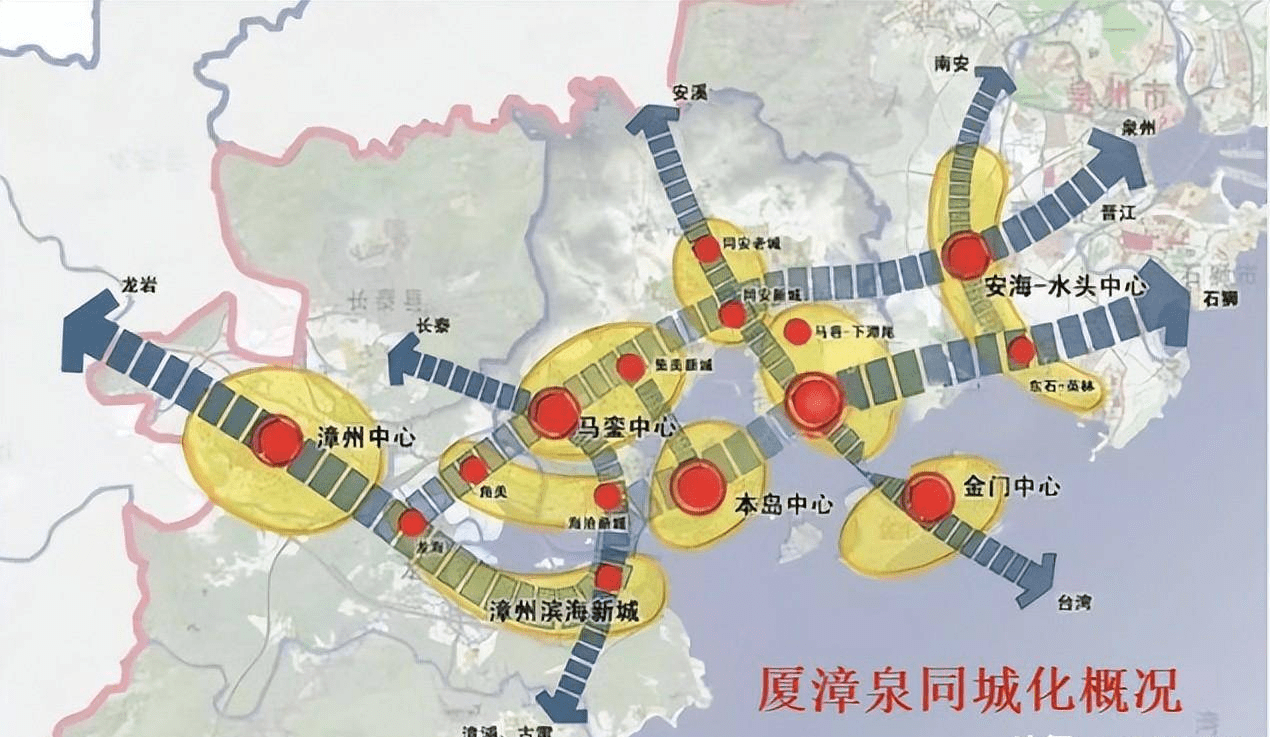 而在之后的一个阶段"厦漳泉"都市圈核心的延伸已将岛外新城和重大