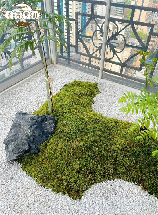 湖北咸宁黑山石庭园草坪点缀日式园林野山石