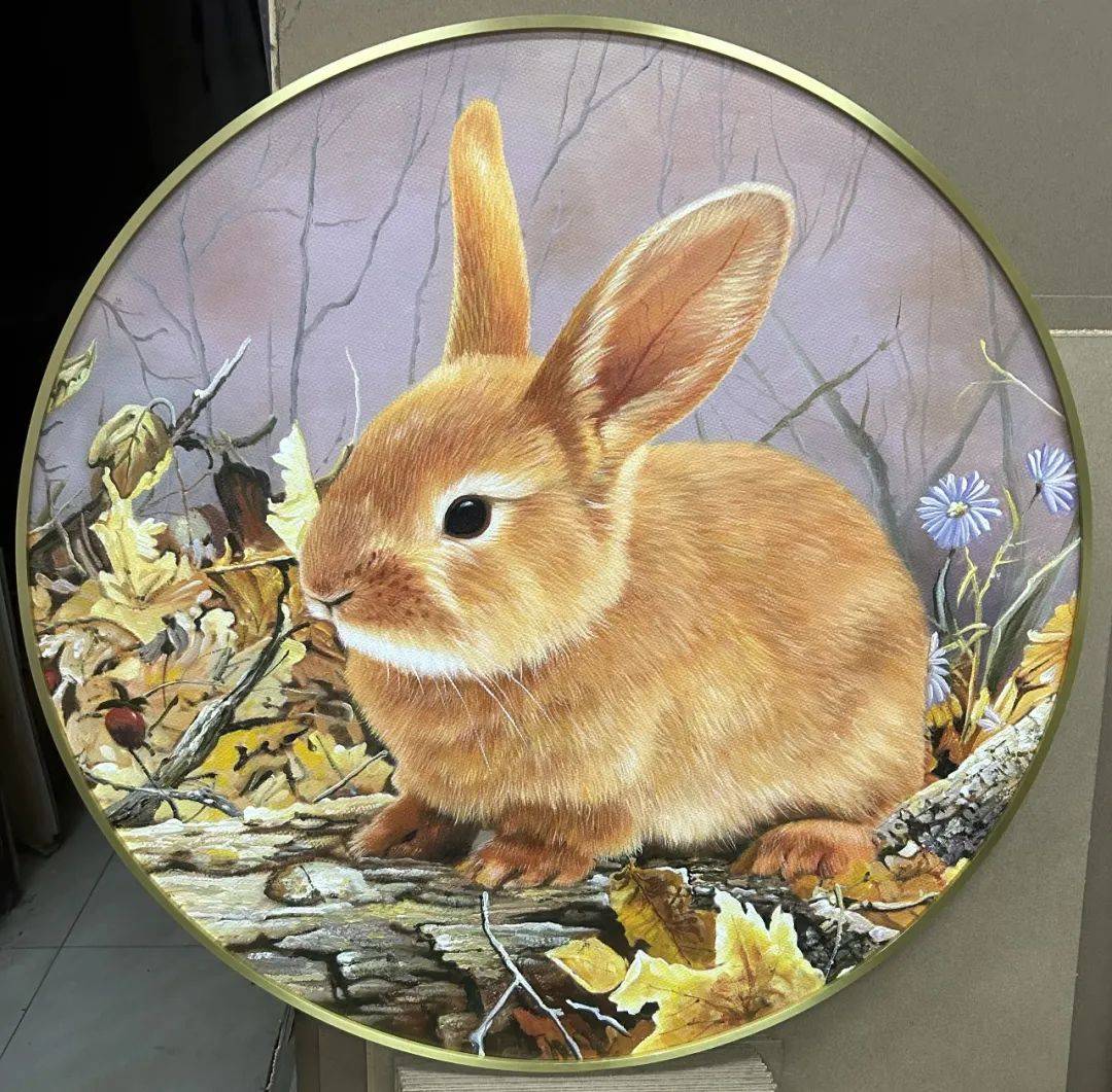 "兔闻花香—兔年画兔说兔"晏子油画作品欣赏_兔子_布面_创作