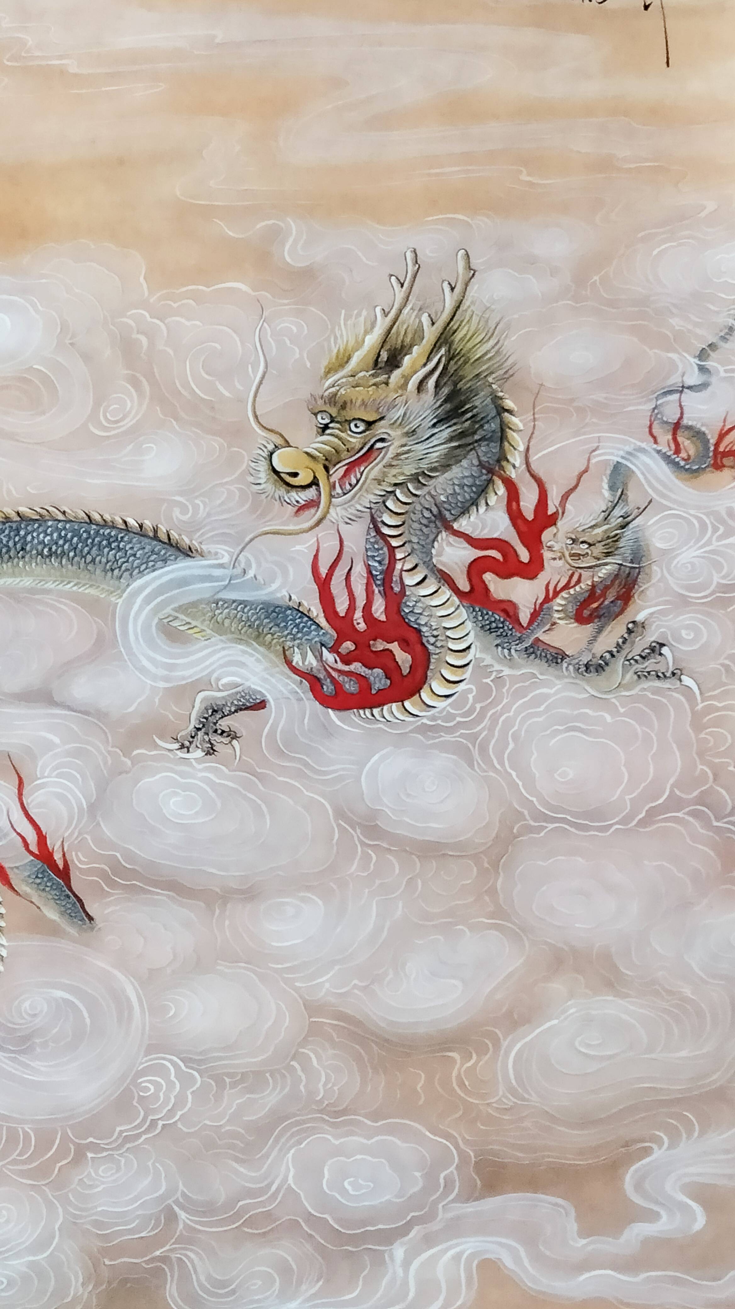 界画寒江---工笔画《龙飞凤舞图》_局部_渭水_东洛荐