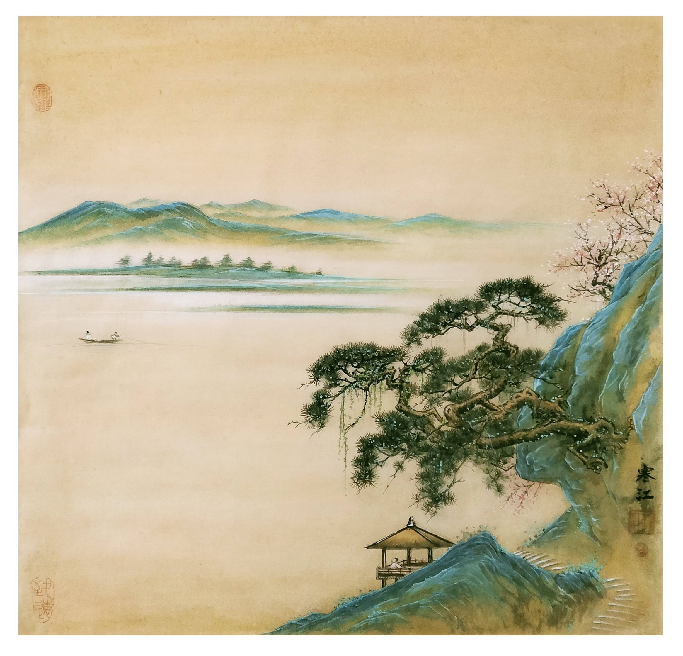 界画寒江---工笔界画《江亭揽胜图》_搜狐网