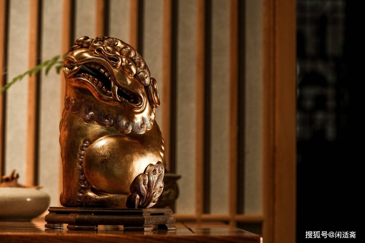 妙臻化境,髹金仿古狻猊,文玩清赏摆件_造型_自然_尚其