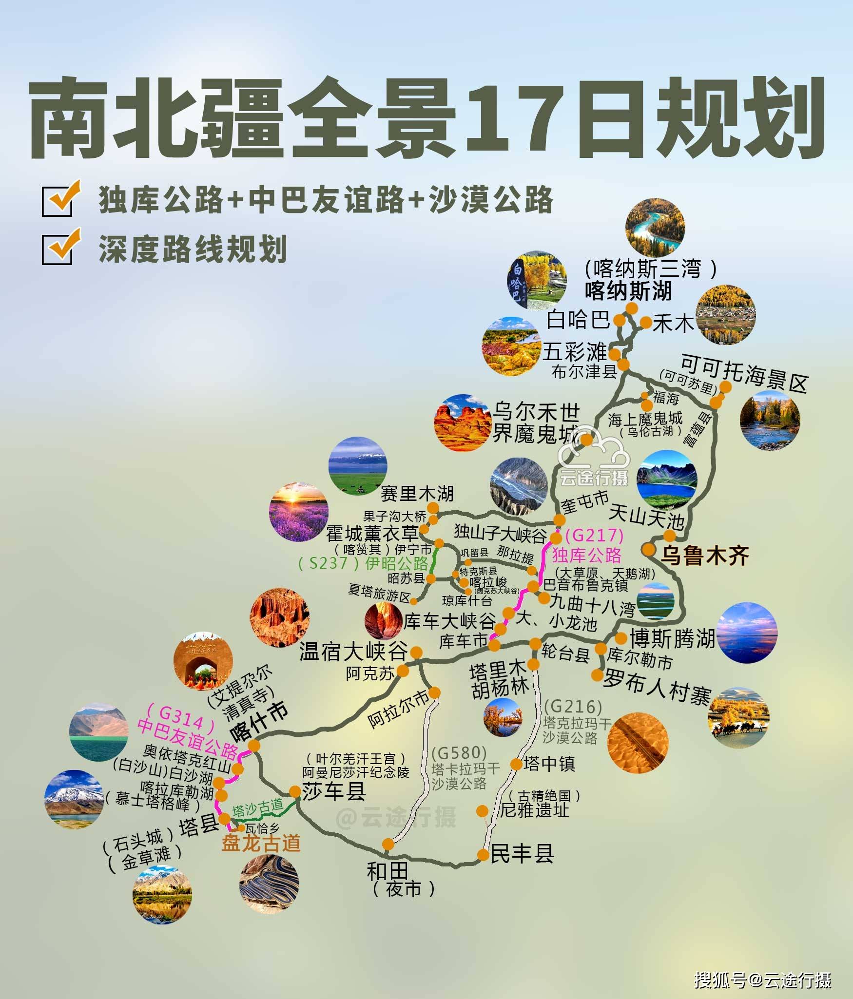 新疆南疆北疆全景大环线17日深度旅游全攻略,有独库公路 帕米尔高原