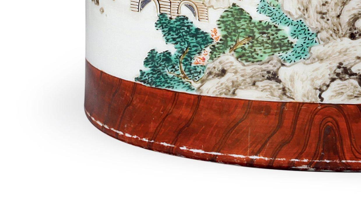 【古玄社】古渡　清朝期雍正染付山水文／筆筒　TN9195